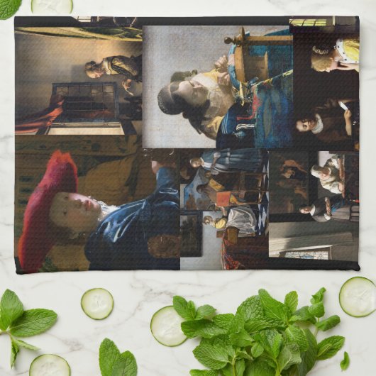 Johannes Vermeer - Masterstuks Patchwork Theedoek (Gevouwen)