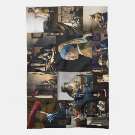 Johannes Vermeer - Masterstuks Patchwork Theedoek (Verticaal)