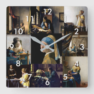 Johannes Vermeer - Masterstuks Patchwork Vierkante Klok