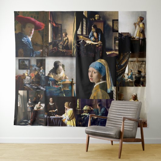 Johannes Vermeer - Masterstuks Patchwork Wandkleed (In Situ (horizontaal))