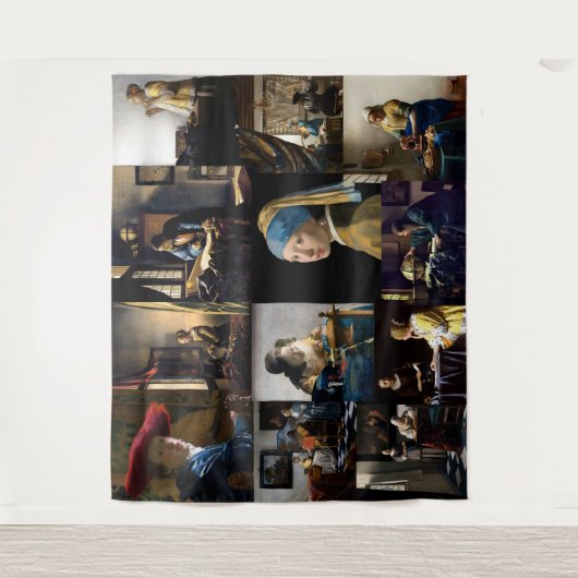 Johannes Vermeer - Masterstuks Patchwork Wandkleed (Voorkant)