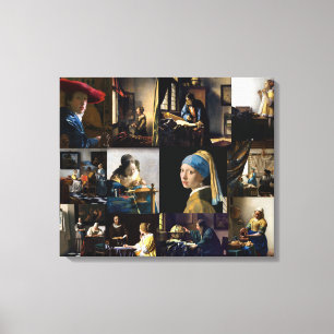 Johannes Vermeer - Masterwerken Patchwork Canvas Afdruk