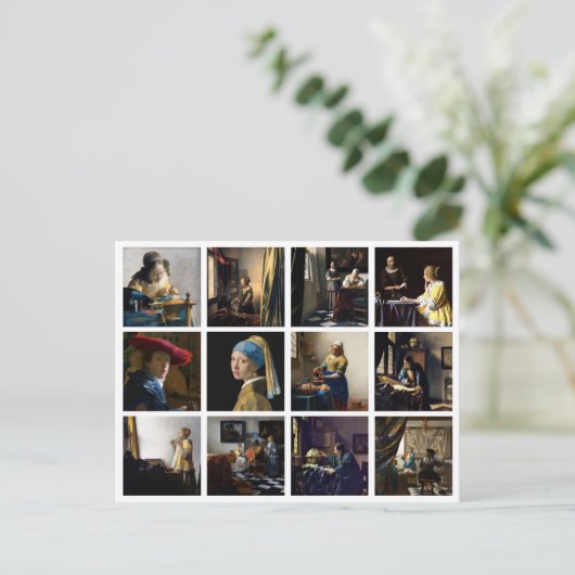 Johannes Vermeer - Masterwerken Raster Briefkaart (Staand voorkant)