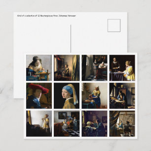 Johannes Vermeer - Masterwerken Raster Briefkaart