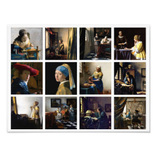 Johannes Vermeer - Meesterwerken Raster Foto Afdruk