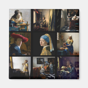 Johannes Vermeer - Meesterwerken Raster Magneet