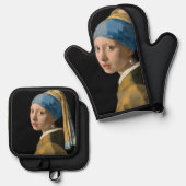 Johannes Vermeer - Meisje met de Parel Ovenwant & Pannenlap Set (Voorkant / Achterkant)