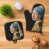 Johannes Vermeer - Meisje met de Parel Ovenwant & Pannenlap Set (Top down)