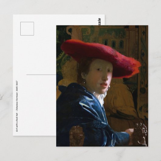 Johannes Vermeer - Meisje met de rode hoed Briefkaart (Voorkant / Achterkant)