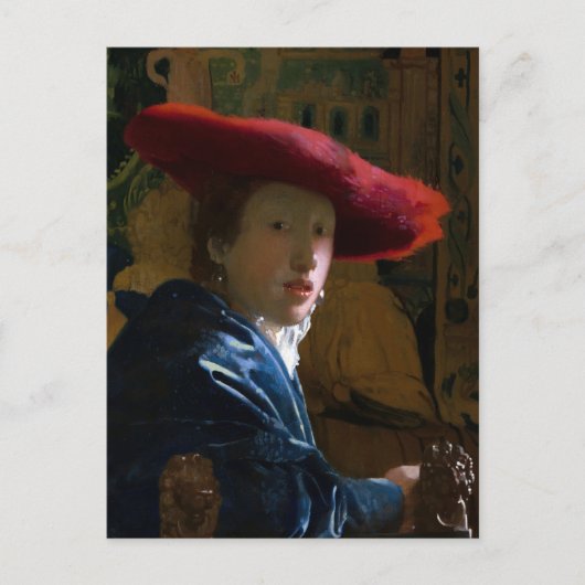 Johannes Vermeer - Meisje met de rode hoed Briefkaart (Voorkant)