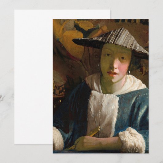 Johannes Vermeer - Meisje met een Flute Bedankkaart (Voorkant / Achterkant)