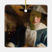 Johannes Vermeer - Meisje met een Flute Keramisch Ornament (Achterkant)