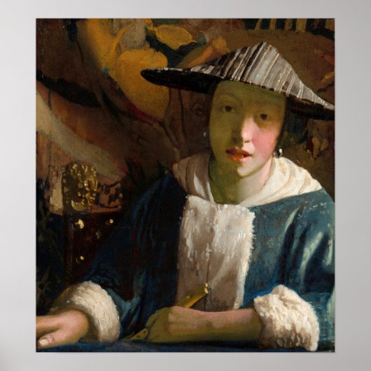 Johannes Vermeer - Meisje met een Flute Poster (Voorkant)