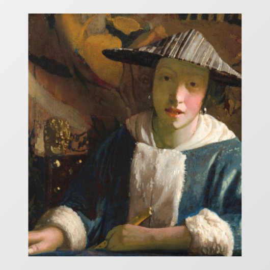 Johannes Vermeer - Meisje met een Flute Raamsticker (Vel)