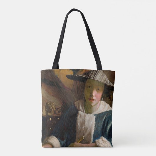 Johannes Vermeer - Meisje met een Flute Tote Bag (Achterkant)