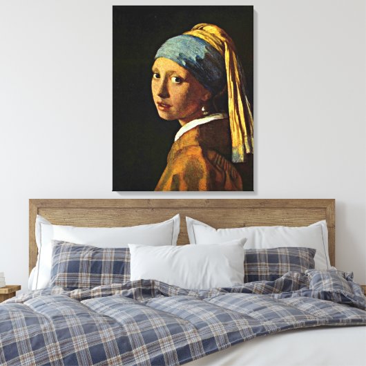 Johannes Vermeer - Meisje met een parel Canvas Afdruk (Insitu (Slaapkamer))