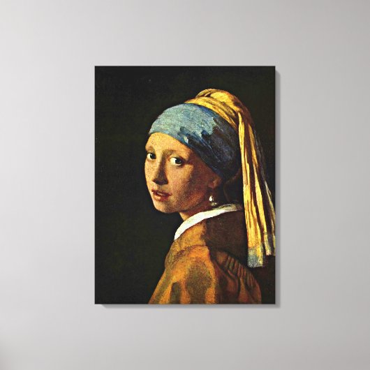 Johannes Vermeer - Meisje met een parel Canvas Afdruk (Voorkant)