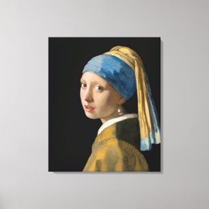 Johannes Vermeer - Meisje met een parel Canvas Afdruk