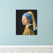 Johannes Vermeer - Meisje met een parel Canvas Afdruk (Insitu (Houten vloer))