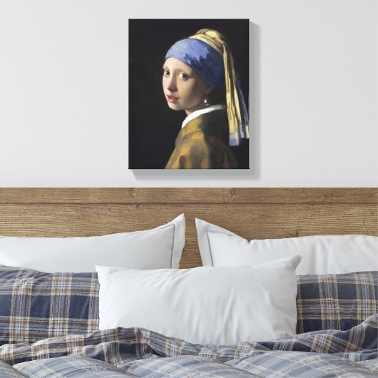 Johannes Vermeer - Meisje met een parel Canvas Afdruk (Insitu (Slaapkamer))