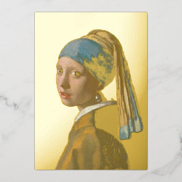 Johannes Vermeer - Meisje met een parel Folie Feestdagenkaart