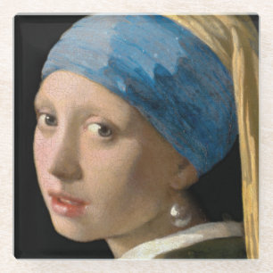 Johannes Vermeer - Meisje met een parel Glazen Onderzetter