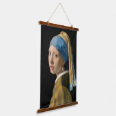 Johannes Vermeer - Meisje met een parel Hangend Wandkleed (Gebogen)