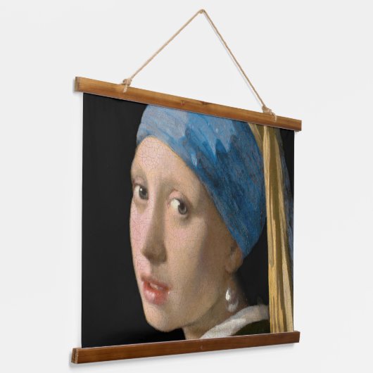 Johannes Vermeer - Meisje met een parel Hangend Wandkleed (Gebogen)