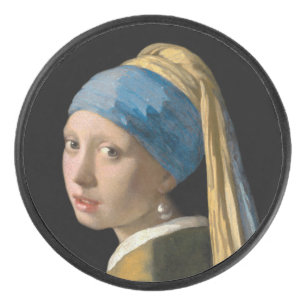 Johannes Vermeer - Meisje met een parel Hockey Puck