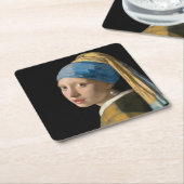 Johannes Vermeer - Meisje met een parel Kartonnen Onderzetters (Schuin)
