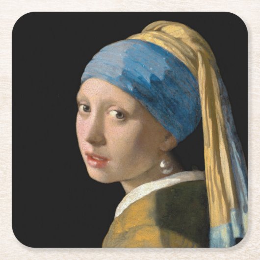 Johannes Vermeer - Meisje met een parel Kartonnen Onderzetters (Voorkant)