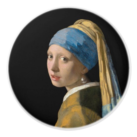 Johannes Vermeer - Meisje met een parel Keramische Knop (Voorkant)