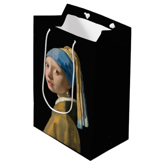 Johannes Vermeer - Meisje met een parel Medium Cadeauzakje (Voorkant Gekanteld)