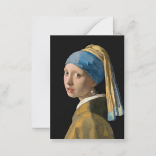 Johannes Vermeer - Meisje met een parel Notitiekaartje