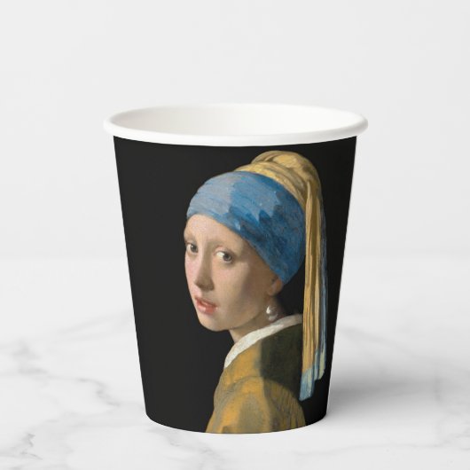 Johannes Vermeer - Meisje met een parel Papieren Bekers (Achterkant)