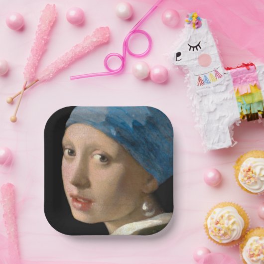 Johannes Vermeer - Meisje met een parel Papieren Bordje (Feest)