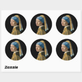 Johannes Vermeer - Meisje met een parel Ronde Sticker (Vel)