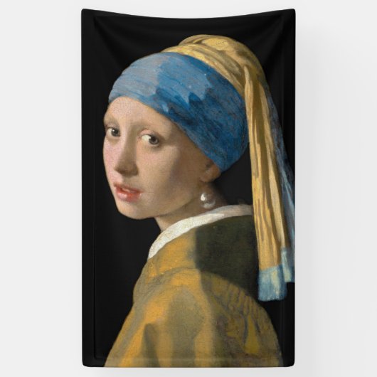 Johannes Vermeer - Meisje met een parel Spandoek (Verticaal)