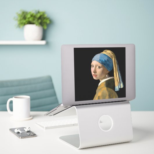Johannes Vermeer - Meisje met een parel Sticker (Laptop op bureau)
