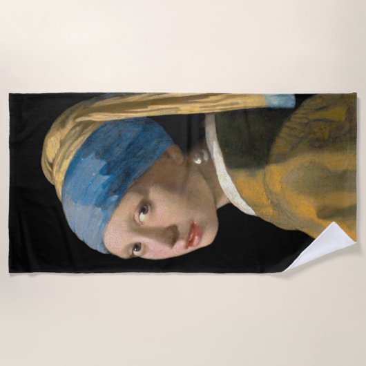 Johannes Vermeer - Meisje met een parel Strandlaken (Voorkant)