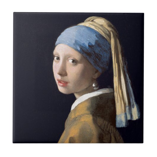 Johannes Vermeer - Meisje met een parel Tegeltje (Voorkant)