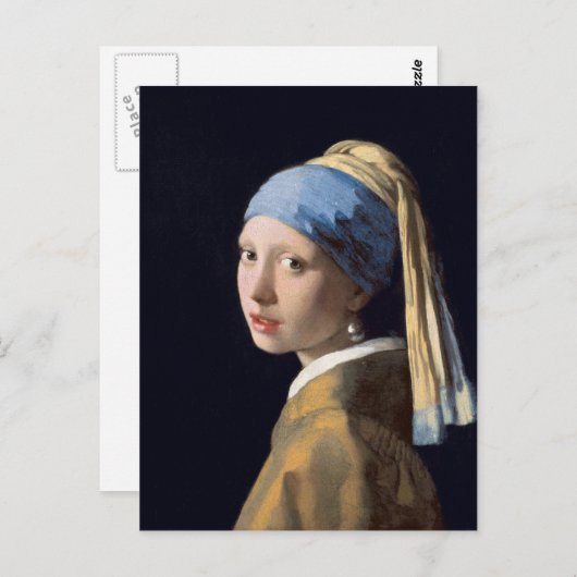 JOHANNES VERMEER - Meisje met een parel van 1665 Briefkaart (Voorkant / Achterkant)