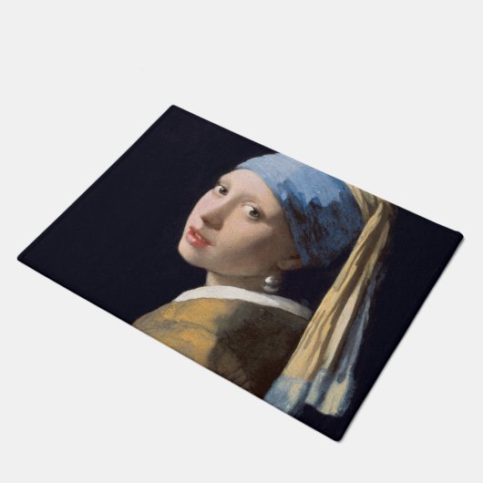 JOHANNES VERMEER - Meisje met een parel van 1665 Deurmat (Schuin)