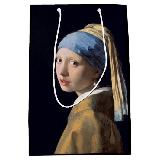 JOHANNES VERMEER - Meisje met een parel van 1665 Medium Cadeauzakje (Voorkant)