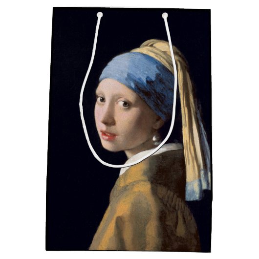 JOHANNES VERMEER - Meisje met een parel van 1665 Medium Cadeauzakje (Achterkant)