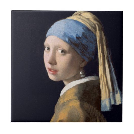 JOHANNES VERMEER - Meisje met een parel van 1665 Tegeltje (Voorkant)