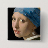 Johannes Vermeer - Meisje met een parel Vierkante Button 5,1 Cm (Voorkant)