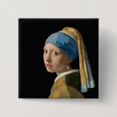 Johannes Vermeer - Meisje met een parel Vierkante Button 5,1 Cm (Voorkant)