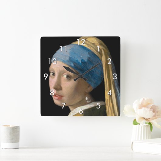 Johannes Vermeer - Meisje met een parel Vierkante Klok (Huis)