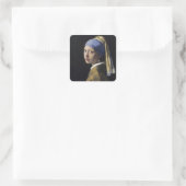 Johannes Vermeer - Meisje met een parel Vierkante Sticker (Tas)